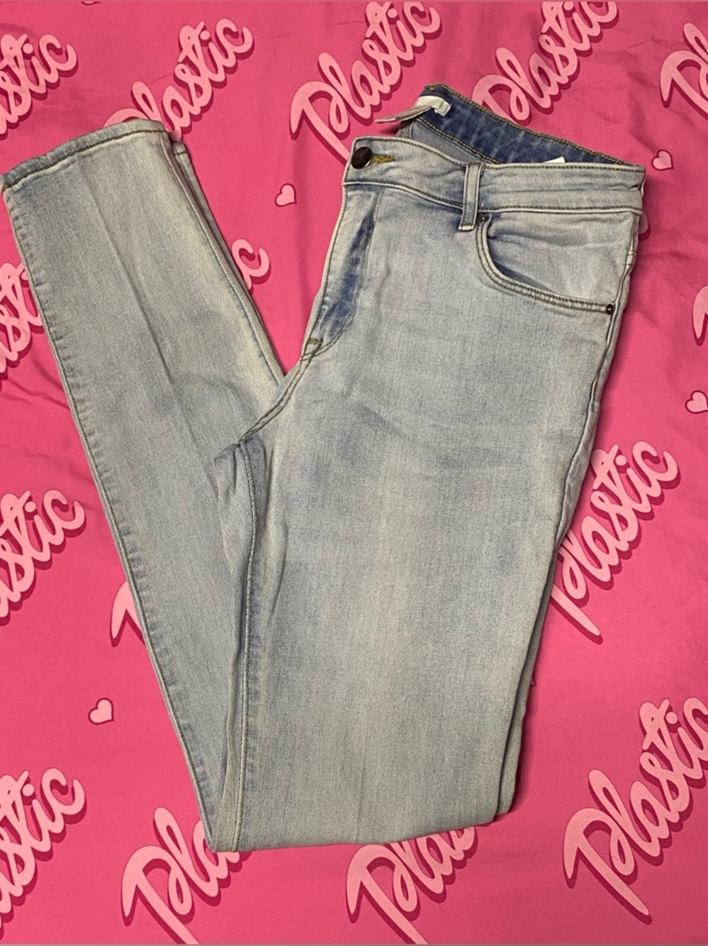 EUC H&M Light Blue Denim Tight Stretch Straight Leg Skinny Jeans Bottoms Pants